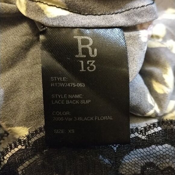 R13 Lace Back Slip Dress XS Black Pink Floral 100%Silk Lace Up Adjustable Strap - Picture 12 of 13